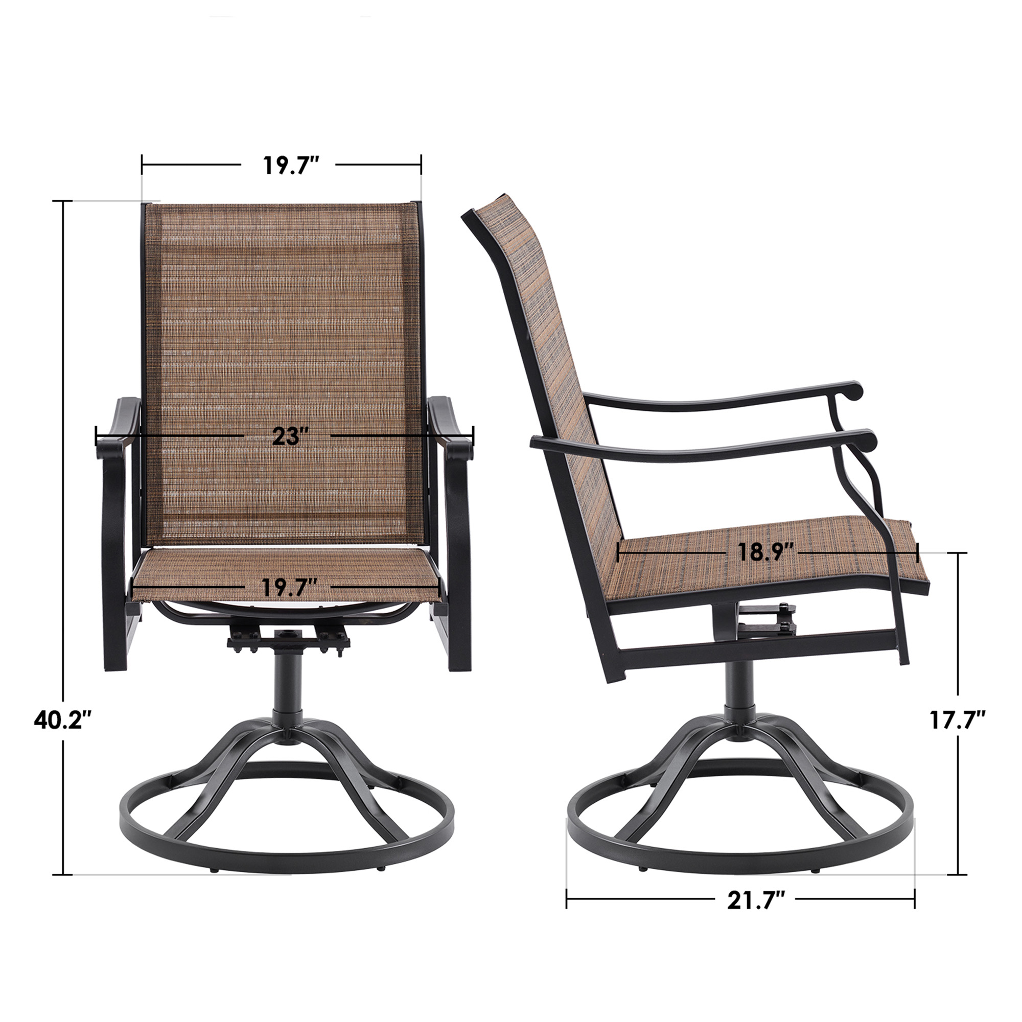 MAYEERTY 4-Piece Outdoor Swivel Dining Chairs with Textilene Fabric for Backyard & Patio, Brown