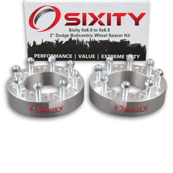 Sixity Auto 2 pc 2" 8x6.5 Wheel Spacers compatible with Dodge Ram 2500 9/16-18tpi 1.75in Studs Lugs