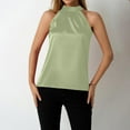 thumbnail image 2 of TTUHYWXI Women's Halter Tank Tops Satin Silk Backless Sleeveless Summer Camisole Going Out Top (Light Green, XL), 2 of 9
