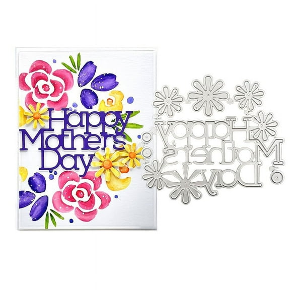 Die Cuts for Card Making, Ouginx Happy Mother's Day Letter Flower Metal Cutting Dies DIY Die Cutters Die Stencils for Scrapbooking, Embossing & More