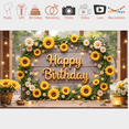 thumbnail image 6 of Floral Design Birthday Banner Wooden Background Sunflower Decor for Birthday Celebration Indoor Party Outdoor Event, 6 of 8
