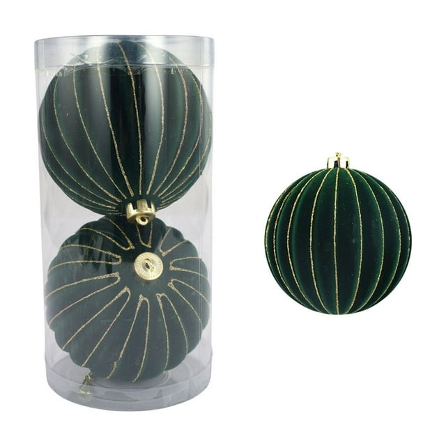 Flocked Christmas Ornaments 2 Pack 6 Inch Large Flocking Balls Christmas Tree Decorations Hanging Pendants for Fireplace Mantel Decor