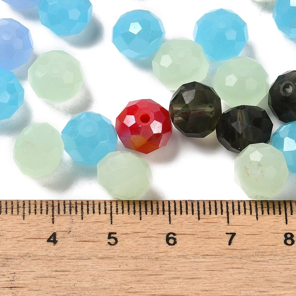 Glass Beads Faceted Rondelle Light Steel Blue 10x8mm Hole: 1mm about 560pcs/500g