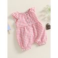 thumbnail image 3 of Suealasg Baby Girls 3-Pack Romper Bodysuit Fly Sleeve Round Neck Plaid Buttons Up Jumpsuits 3 6 12 18 Months Infant Girls Summer Casual Jumpsuits Clothes, 3 of 7
