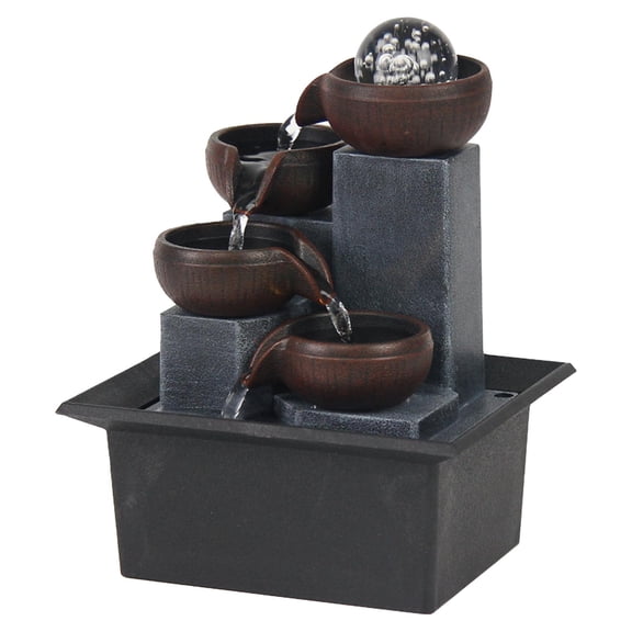 Fuente de mesa Fuentes de cascada para interiores iluminadas con bola giratoria para meditación de yoga en el hogar de inauguración de
