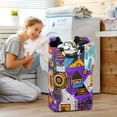 thumbnail image 5 of Yayeee Freestanding Laundry Hamper with Handle Collapsible Large Storage Basket for Clothes, Purple Simple Triangles, 5 of 7