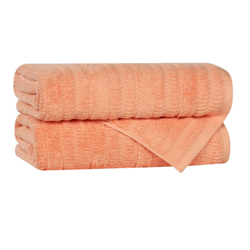 Superior Mika Smart Twist Cotton Medium Weight Bath Towels, Set of 2, Quick Dry Towels, Peach