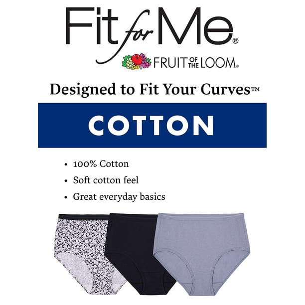 Fit for Me Womens Plus Heather Assorted Cotton Hi-Cut Underwear, 6