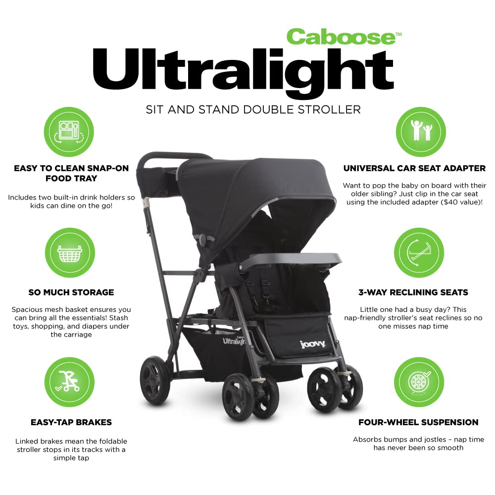 Joovy Caboose Ultralight Graphite Stand-On Tandem Stroller - Black - image 2 of 7