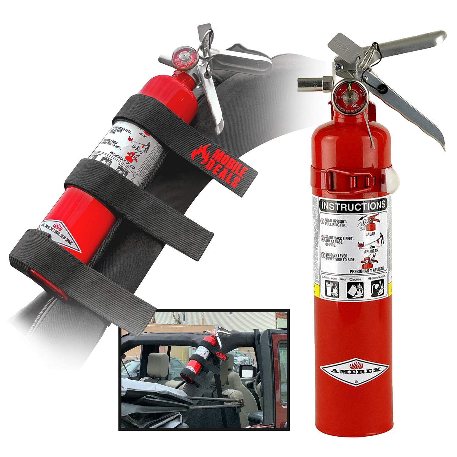 Amerex B417T Dry Chemical 2.5 Pounds lbs Fire Extinguisher with Vehicle