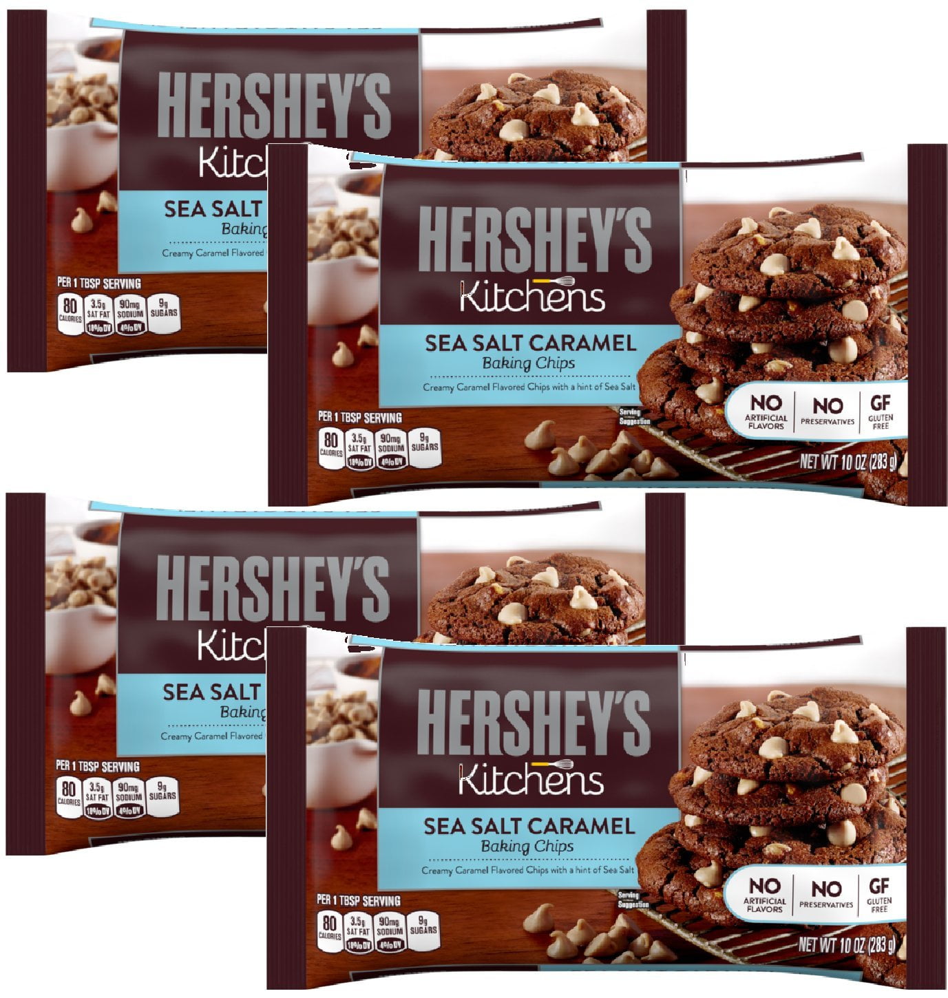 Hersheys Kitchens Sea Salt Caramel Chips, 10oz, Pack of 4