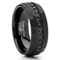 thumbnail image 1 of Men Tungsten Black Wedding Band Hammered Eternity Ring CZ Comfort-Fit 8MM, 1 of 4