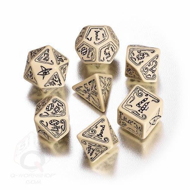 Q-Workshop Dragons Black Yellow 7 Piece Dice Set NEW IN STOCK 