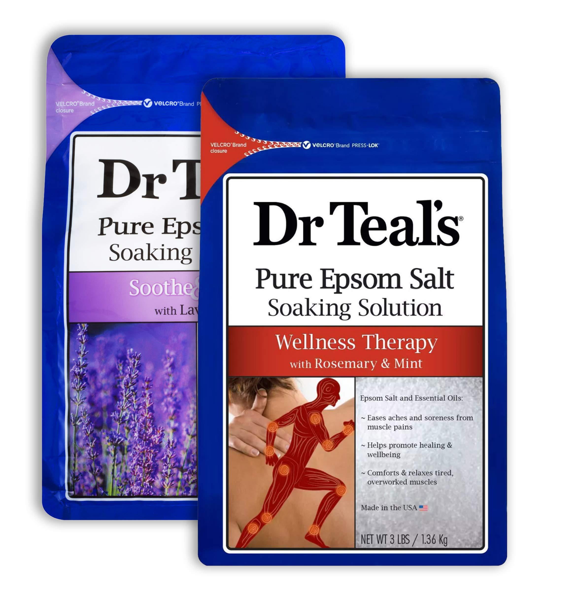 Dr Teal's Epsom Salt Bath Combo Pack (6 lbs Total), Soothe & Sleep with