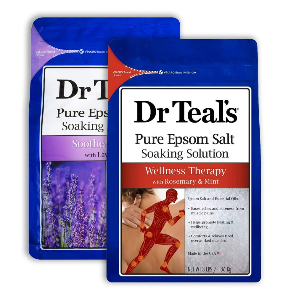 Dr Teal's Epsom Salt Bath Combo Pack (6 lbs Total), Soothe & Sleep with