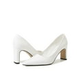 thumbnail image 3 of Frontwalk Womens Heeled Pump Chunky Pumps Slip On Dress Shoes Work Fashion High Heels Women Block White 7.5, 3 of 8