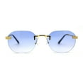 thumbnail image 2 of Art Nouveau Luxury 90s Rimless OG Oval Sunglasses Gold Blue, 2 of 4