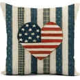thumbnail image 2 of Set of 4 Linen Throw Pillow Covers 18x18 Inch Red White and Blue 4th of July Independence Day Home Decor Pillowcase Square Cushion Cover for Sofa Bed Couch, 2 of 6