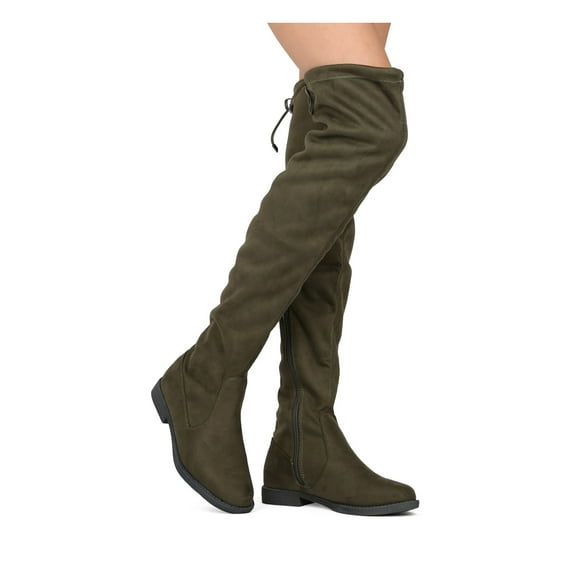 New Women Liliana Vista-1 Faux Suede Thigh High Drawstring Riding Boot