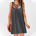 thumbnail image 2 of Vestido de camiseta sin mangas hueco sexy camisola de color sólido de moda de verano para mujer Fridja  hj1156, 2 of 9