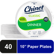 Chinet Classic Premium Dinner Paper Plates,  White, 10 3/8, 40 Count