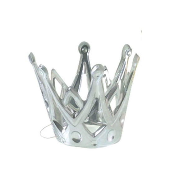 Silver Party Crowns with Elastic Chin Strap Plastic 4" x 3.5" Set of 12