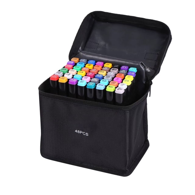 Double Headed Color Marker, Ngxiha Dual Tip Colorful Art Markers, 48 Colors Sketch Pens, Chisel & Fine Tip Water Based Colouring Marker, Sketch Markers, Drawing Markers