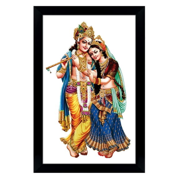 IBA Indianbeautifulart Radha Krishna Picture Frame Religious Poster Black Wall Frame Deity Photo Frame Wall Decor For Home/ Office/ Temple-6 x 8 Inches
