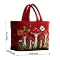 thumbnail image 2 of Cute Red Mushroom Floral Quilted Tote Bag, Cottagecore Embossed Nature Print Shoulder Bag, Large Capacity Vintage Handbag for Women Daily Vacation,15.7*13.3 in., 2 of 5