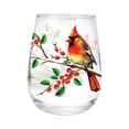 thumbnail image 2 of 1 Pcs Christmas Stemless Wine Glasses 17oz Red Cardinal Bird Berry Drinking Glasses Xmas Winter Tumbler Cups for Home Office Party Supplies, 2 of 9
