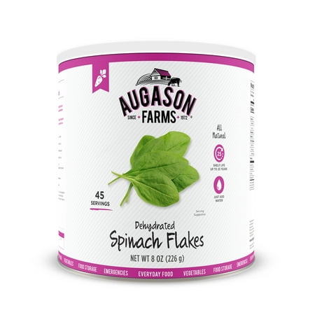 Augason Farms Dehydrated Spinach Flakes 8 oz No.10 (Best Dehydrated Food Brand)