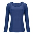 thumbnail image 5 of Womens Long Sleeve t Shirts Tops for Women Women's Solid Color Lace Patchwork Comfortable And Casual Square Neck Long Sleeved Knitted Sweater T Shirt, 5 of 5