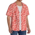 thumbnail image 2 of Balery Red Pretty Flowers Men's Casual Button Down Shirt Short Sleeve Textured Summer Cuban Beach Shirts-Small, 2 of 7