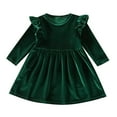 thumbnail image 2 of Esaierr Toddler Girls Velvet Dress Long Sleeve Warm Dress Baby Solid Color Casual Fall Winter Dress Clothes for Newborn 9M-5Y, 2 of 5