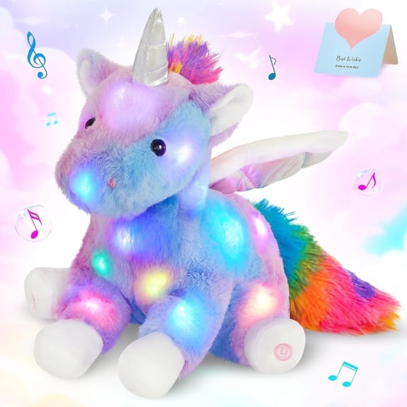 16.5" Unicorn Light Up Musical Unicorn Plush Toy Glowing and Singing Soft Plush Toy Decoration Birthday Gift Christmas Children's Day Gift