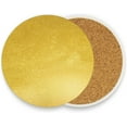 thumbnail image 2 of GZHJMY Golden Texture Coasters for Drinks Set of 2, Absorbent Ceramic Drink Coaster with Cork Base for Wooden Coffee Table, Cool Housewarming Gift for Home Decor Cup Coasters, 2 of 6