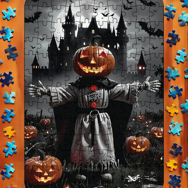 Halloween Puzzle Toy For Kids And Adults Educational Paper Puzzle Indoor Activity For Ages 7 And Up compatible with Macabre 5000pcs Code Words Patiently Waiting Holiday Quilts Nine Piece Play Mat