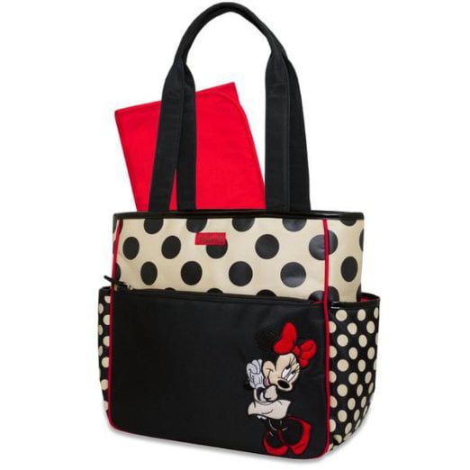 Disney Minnie Mouse Baby Diaper Bag Multi-use Polka Dot Black Red Tote Bag NEW 