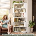 thumbnail image 6 of Homieasy 7-Tier Corner Bookshelf - Freestanding L-Shaped Etagere with Baffle for Home Office, Living Room & Bedroom,White, 6 of 8