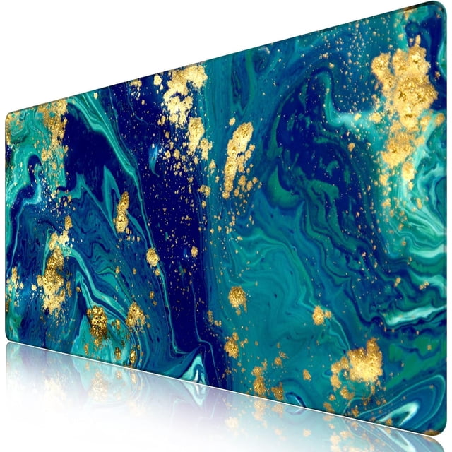 Blue Marble XXL Extended Gaming Mouse Pad - 35.4x15.7 Inch, Large Non-Slip Rubber Base, Waterproof Keyboard Mouse Mat, Stitched Edges, Ideal for Work, Game, Office, Home