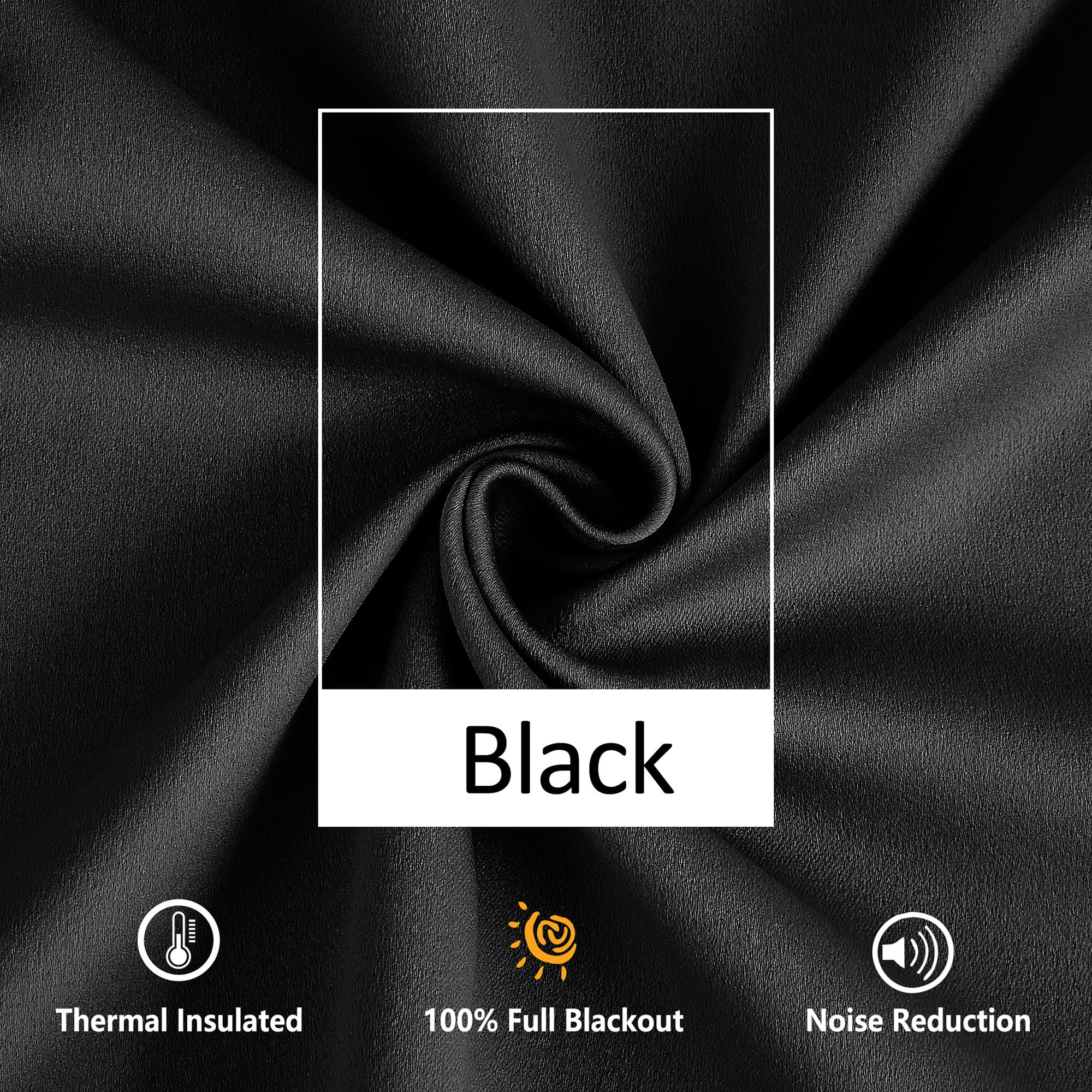 Exultantex Pompom Black Curtains Thermal Insulated Blackout Window Curtain Panels for Room Décor, 50"W x 54"L,Rod Pocket,2 Panels