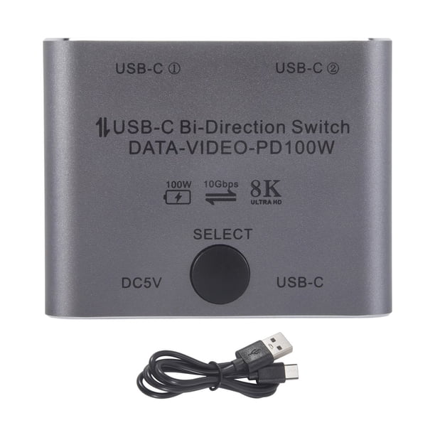 Divisor de Interruptor USB C Bidireccional, Conmutador 8K, KVM 8K 60 Hz, 4K 144 Video para Múltiples Fuentes, Sin Línea