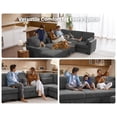 thumbnail image 2 of CHIC HOUSE Middle Module for Modular Sectional Sofa Corduroy Double Seater with Pull Out Bed,Gray, 2 of 7