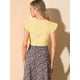 thumbnail image 5 of INSPIRE CHIC Blusa Top Corto De Verano Cuello V Manga Acampanada Lazo Acanalado Para Mujer Amarillo M, 5 of 6
