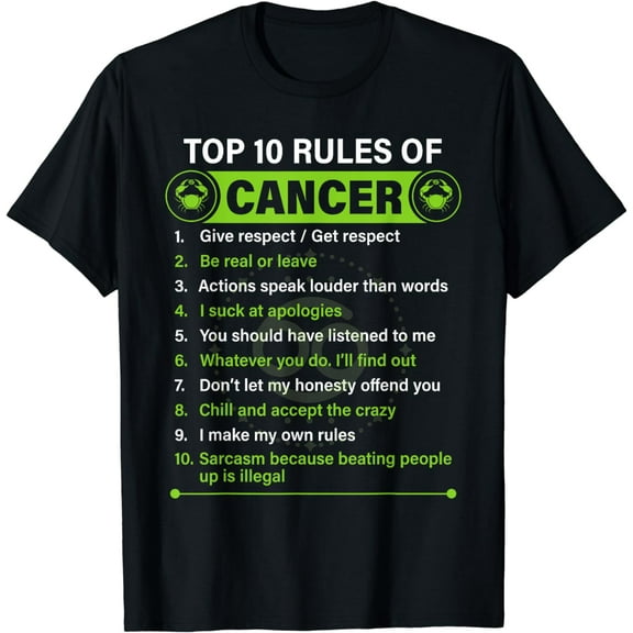 Top 10 Rules Of Cancer Zodiac Facts Horoscope Astrology T-Shirt