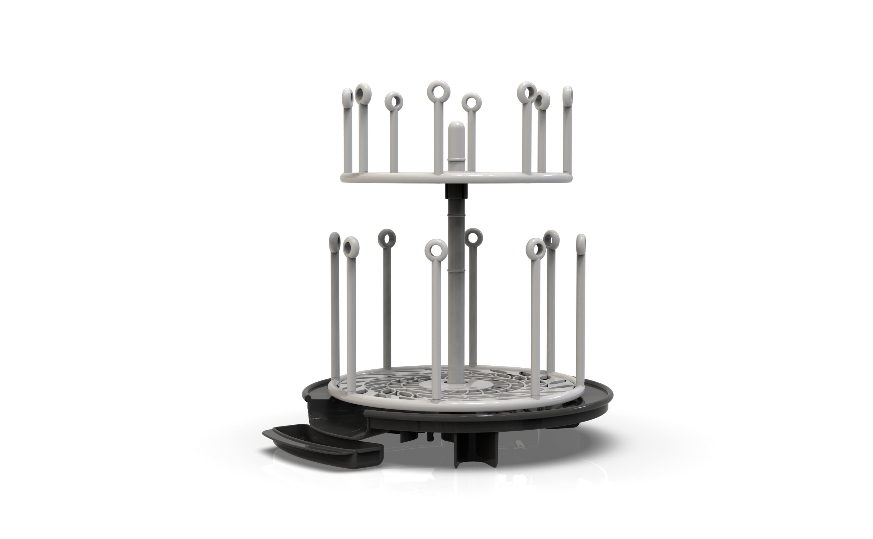 The First Years Spin Stack Bottle Drying Rack  Black  2-Tier Rotating Countertop Drying Rack for Up to 16 Bottles  Baby Essentials for Everyday Use