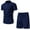 Navy, variant on Men's 2 Piece Clothing Set Shirt T Shirt Sports And Leisure Set Plus Size Short Sleeved Shorts Cotton And Linen Set