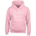 thumbnail image 2 of Tiara Women Queens Are Born In February Printed Hoodie Birthday Gift Sweatshirt Soft and Comfy Hoodie, Lightweight Hoodie Color Pink Medium, 2 of 3