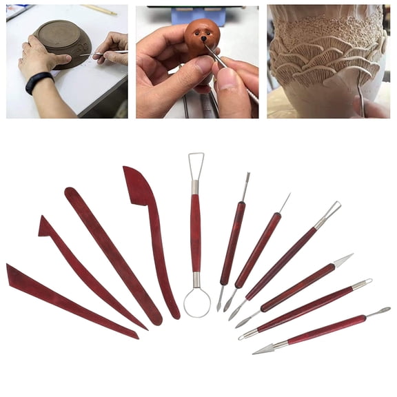 GOOHOCHY  Clay Modeling Tool Sculpting Tools Polymer Kit Pottery Brown