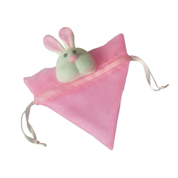 Bolsitas de organza triangulares grandes y bonitas, con forma de conejito de Pascua, ideales para regalar dulces (rosa/azul). Rosado
